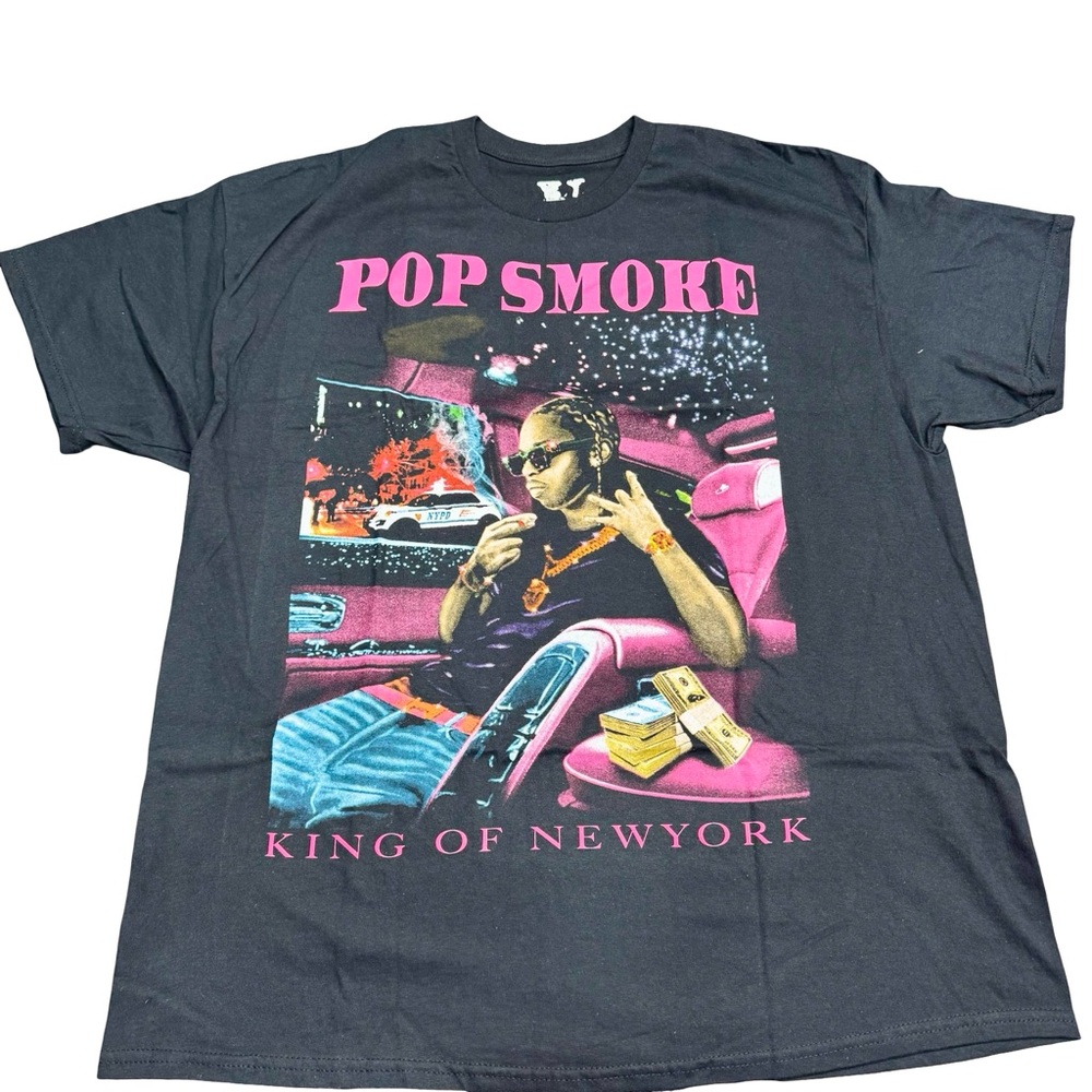 Vlone x Pop Smoke King of New York Pink Tee Mens XXL Rare Streetwear - Picture 2 of 6